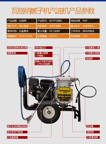 Máy phun sơn bột bả  chạy bằng xăng WGN -9070
